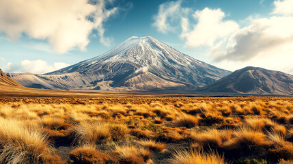 Landscape Tongariro Alpine Crossing with blue sky in New Zealand