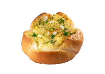 Delicious and sweet garlic bread isolated on transparent or white background