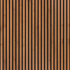 Wooden panel wall background. Vertical wooden planks with seamless pattern creating rustic backdrop. Light and dark stripes emphasize texture and natural wood grain. Furniture design.