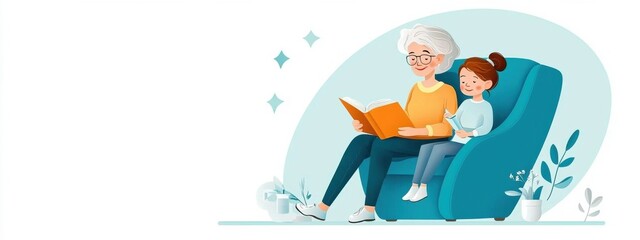 Grandmother and Granddaughter Enjoy Storytime Together