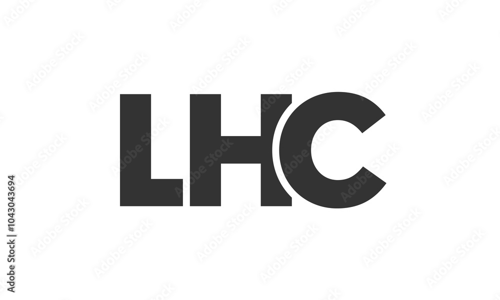 Poster lhc logo design template with strong and modern bold text. initial based vector logotype featuring s