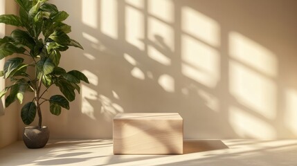 Fototapeta premium Minimalist interior with natural light and greenery