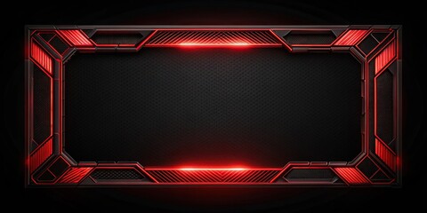 Obraz premium Futuristic black background with red geometric frame, perfect for modern design projects