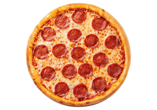 Pepperoni pizza isolated on transparent or white background - Powered by Adobe