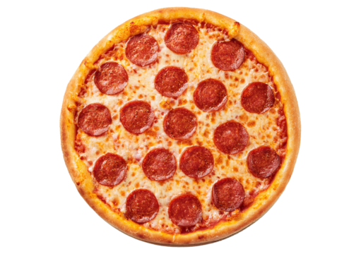 Pepperoni pizza isolated on transparent or white background