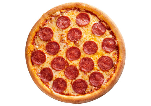 Pepperoni pizza isolated on transparent or white background