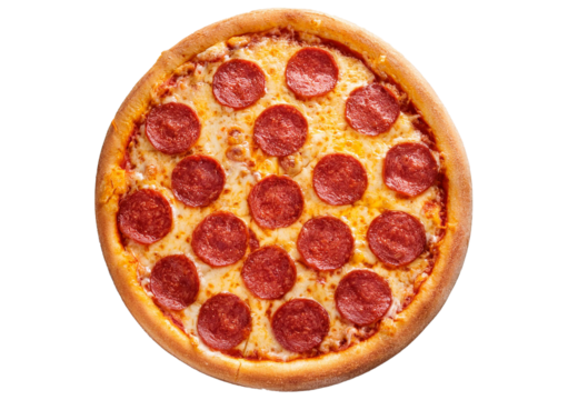 Pepperoni pizza isolated on transparent or white background