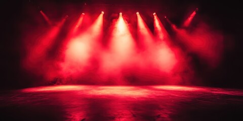 Dramatic Red Stage Lighting with Smoke Effects