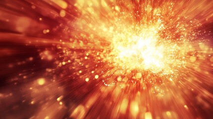 Fototapeta premium Expansion of particles bursting from the center, representing life, motion, and energy. A blurred explosion backdrop illustrating high-speed movement.