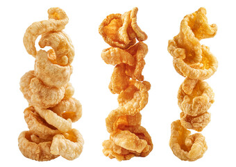 Set Pork rind isolated on transparent or white background