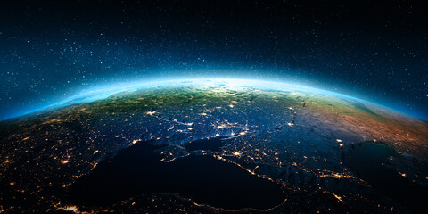 Fototapeta premium Ukraine city lights at night