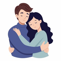 lovers hug each other vector illustration