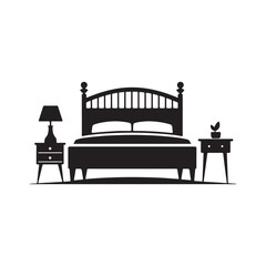 Minimalist Bed Silhouette Vector Art for Modern Furniture Design