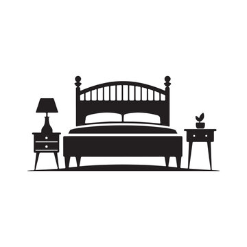Minimalist Bed Silhouette Vector Art for Modern Furniture Design