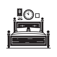 Minimalist Bed Silhouette Vector Art for Modern Furniture Design