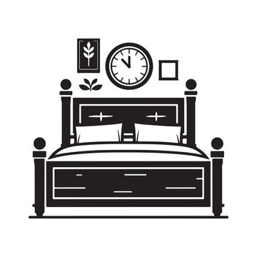 Minimalist Bed Silhouette Vector Art for Modern Furniture Design