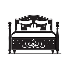 Minimalist Bed Silhouette Vector Art for Modern Furniture Design