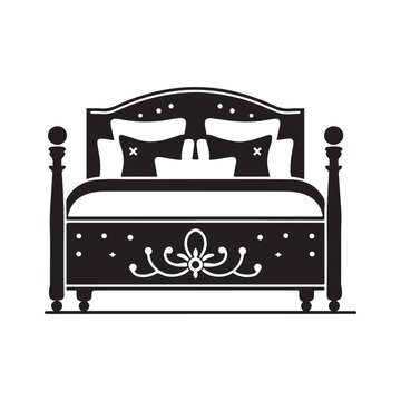 Minimalist Bed Silhouette Vector Art for Modern Furniture Design