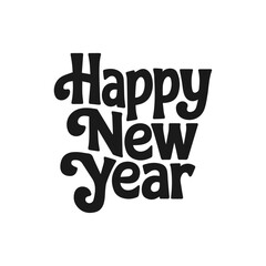 Happy new year text typography, New Year text logo template with bold font written in vector design background 