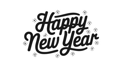 Happy new year text typography, New Year text logo template with bold font written in vector design background 