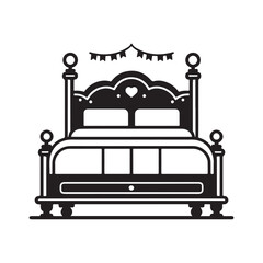 Minimalist Bed Silhouette Vector Art for Modern Furniture Design