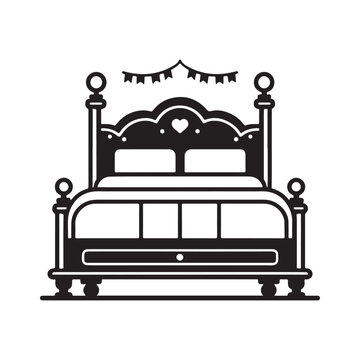 Minimalist Bed Silhouette Vector Art for Modern Furniture Design