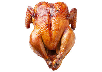 Rotisserie chicken isolated on transparent or white background
