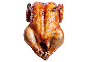 Rotisserie chicken isolated on transparent or white background