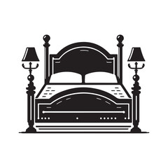 Minimalist Bed Silhouette Vector Art for Modern Furniture Design