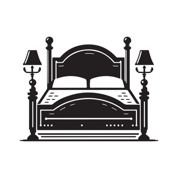 Minimalist Bed Silhouette Vector Art for Modern Furniture Design