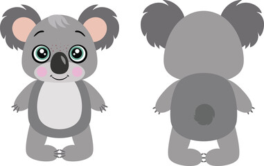 Cute koala on front and back position