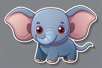Fototapeta premium Sticker-of-a-cute-elephant-with-big-floppy-ears 
