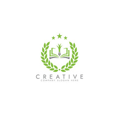 Education logo icon design,tree book logo,university logo vector design 