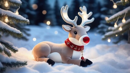 christmas reindeer with ribbon