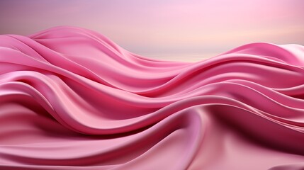 Obraz premium Elegant podium display draped in soft pink fabric, perfect for beauty product promotions and luxury ads.