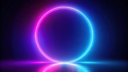 Obraz premium Futuristic neon circle with glowing purple and blue light