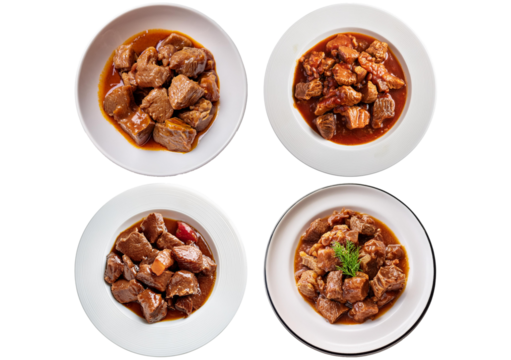 Wet cat food on a plain isolated on transparent or white background