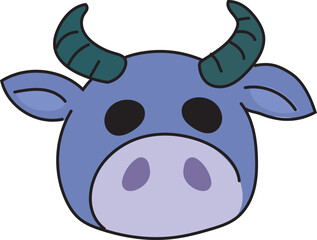 Vector illustration of a cartoon buffalo face.
