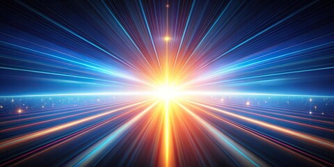 Obraz premium Futuristic perspective with radiant light beams and horizon effect
