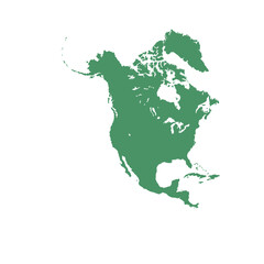 Map of North America, sign silhouette. World Map Globe. Vector Illustration isolated on white background. American continent