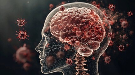 Naklejka premium Viral Infection in Brain Neurons