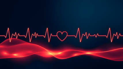 Obraz premium Medical technology and Health care concept background. Heart rate graph. AI generated image, ai.