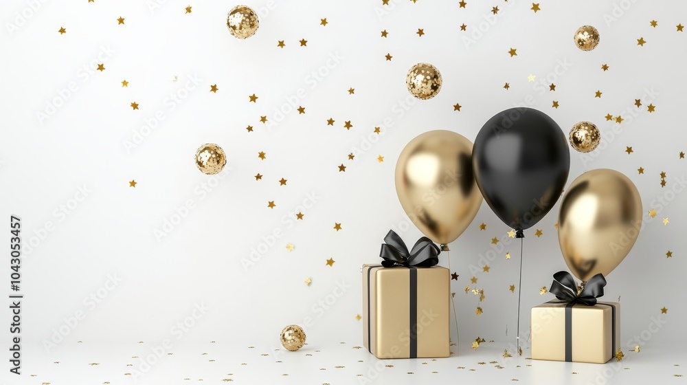 Poster elegant 3d render of happy new year symbol in minimalistic and luxurious tones on white background