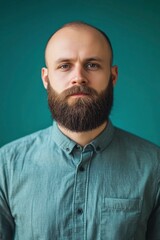Obraz premium Portrait of a male designer of Slavic appearance 35 years old with a medium-sized beard
