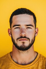 Obraz premium Portrait of a caucasian male 25 years old with a short beard and short black hair