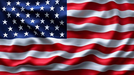 Fototapeta premium Patriotism in Motion: Iconic American Flag Waving Proudly in the Breeze - Medium Shot Photo