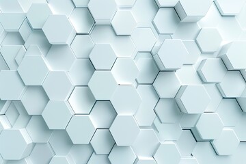 Fototapeta premium white abstract hexagon geometric background soft shadows, , 3d render, simple honeycomb pattern