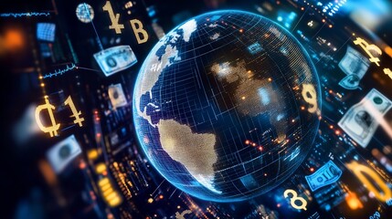 Obraz premium Global financial system visualized with currency 