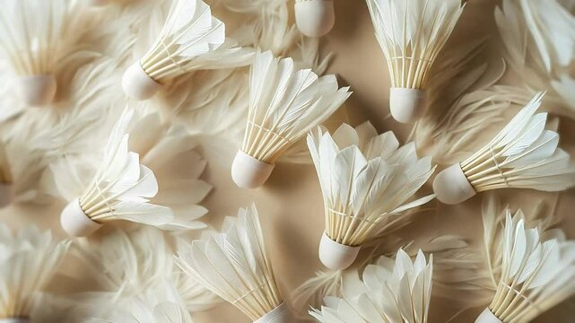 A lots of goose feather badminton shuttlecocks, Pattern of for background	