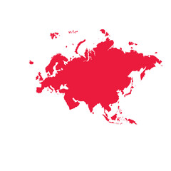 Map of Eurasia, sign silhouette. World Map Globe. Vector Illustration isolated on white background. Europe and Asia continent